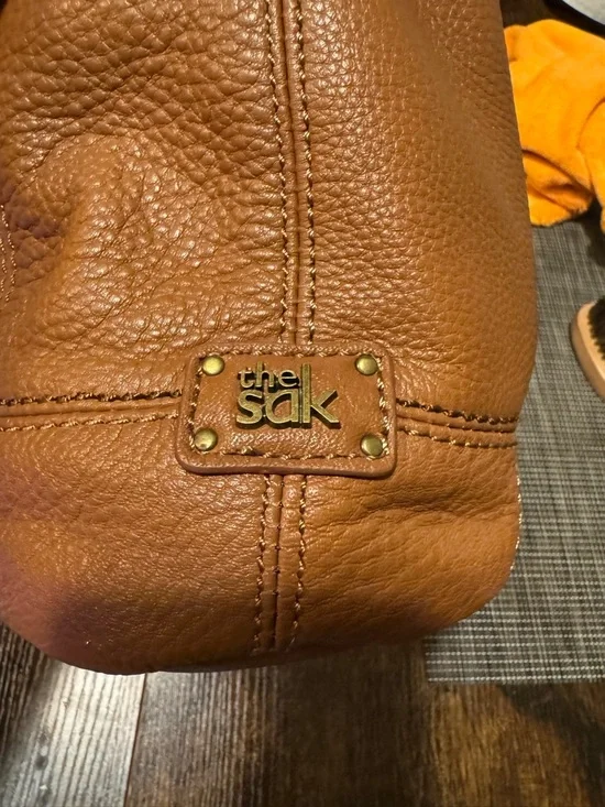 The Sak Leather Crossbody Bag Cognac Brown Pebbled Leather Boho Shoulder - Picture 2 of 5